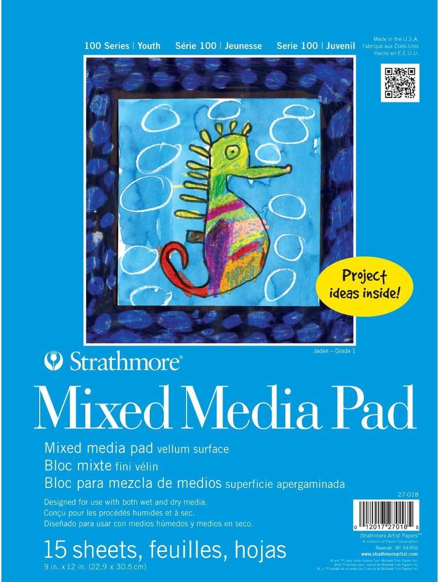 Strathmore (27-309 100 Series Youth Construction Paper Pad, 9″x12″ Tape Bound, 40 Sheets(9×12)