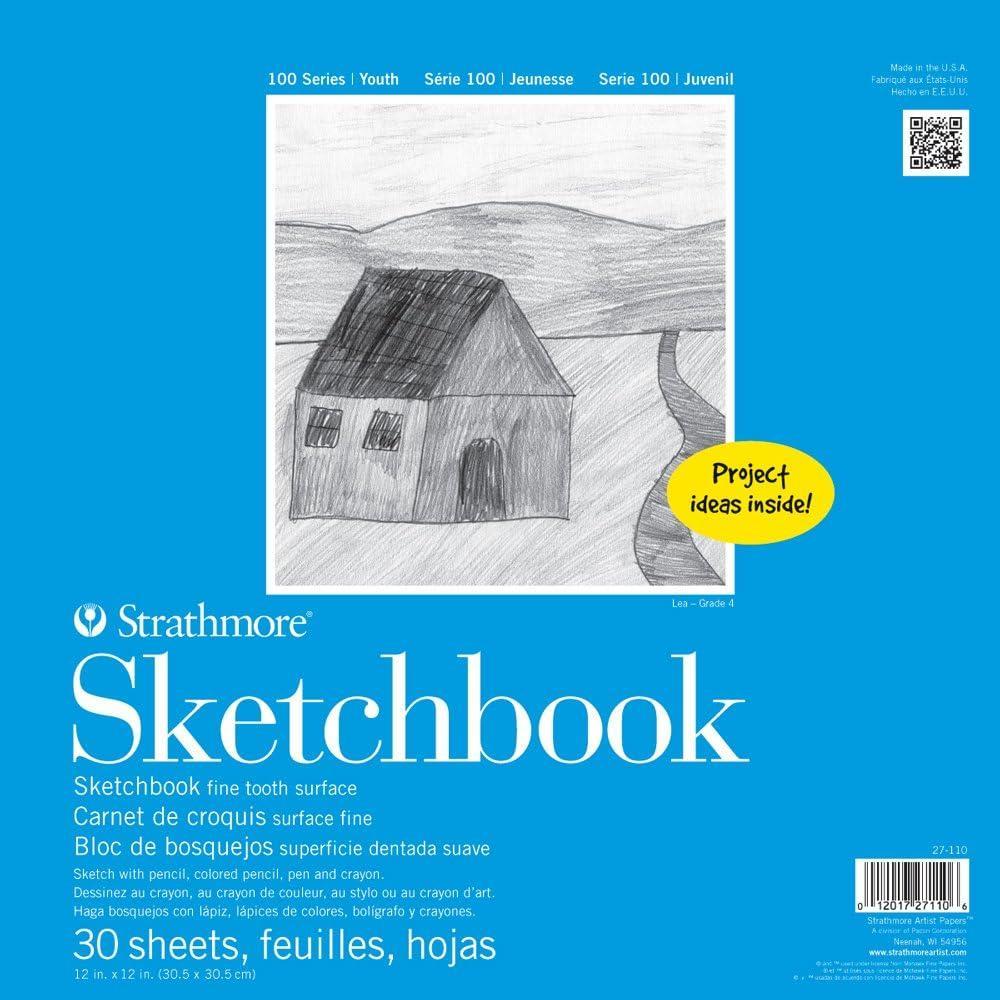 Strathmore STR- 30 Sheet Kids Spiral Sketch Book, 12″, 12 by 12″(12×12)
