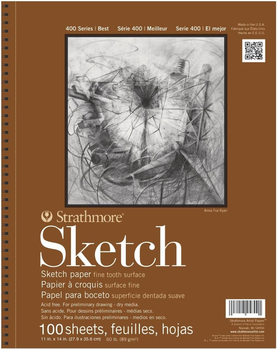 Strathmore 400 Series Sketch Pad, 9×12 inch, 100 Sheets – Artist Sketchbook for Drawing, Illustration, Art Class Students(11×14)