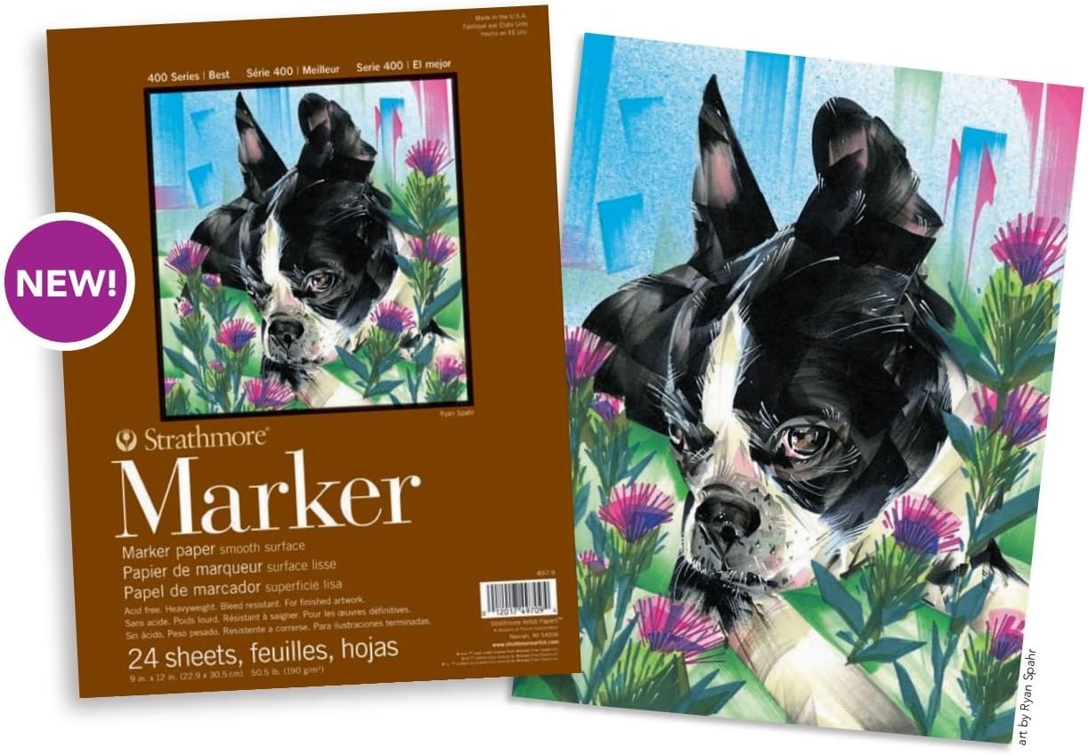 Strathmore Marker Paper Pad-50lb Smooth 24 Sheets -62497900, 9×12, White(9×12 in (24 Sheets  Pack of 1))
