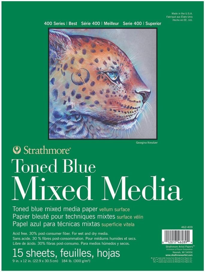 Strathmore Toned Mixed Media Paper Toned Grey 11″X14″-15 Sheets -62462311(Toned Blue)