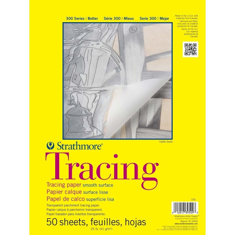 Strathmore 300 Series Tape Bound Tracing Pad, 9 X 12 inches, 25 lb., Transparent, 50 Sheets (370-9)(11×14)