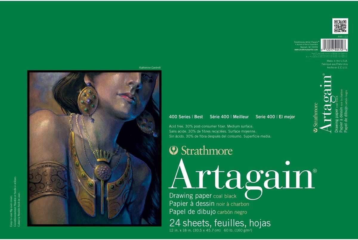 Strathmore – 445-9 Paper 400 Series Artagain Pad, 9″x12″, Assorted(Coal Black)