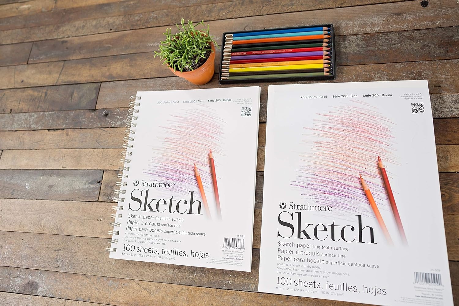 Strathmore 200 Series Sketch Pad, 9×12 inch, 100 Sheets, Tape Bound – Artist Sketchbook for Drawing, Illustration, Art Class Students(White)