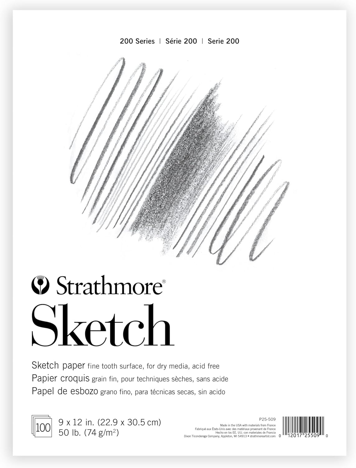 Strathmore 200 Series Sketch Pad, 9×12 inch, 100 Sheets, Tape Bound – Artist Sketchbook for Drawing, Illustration, Art Class Students(White)