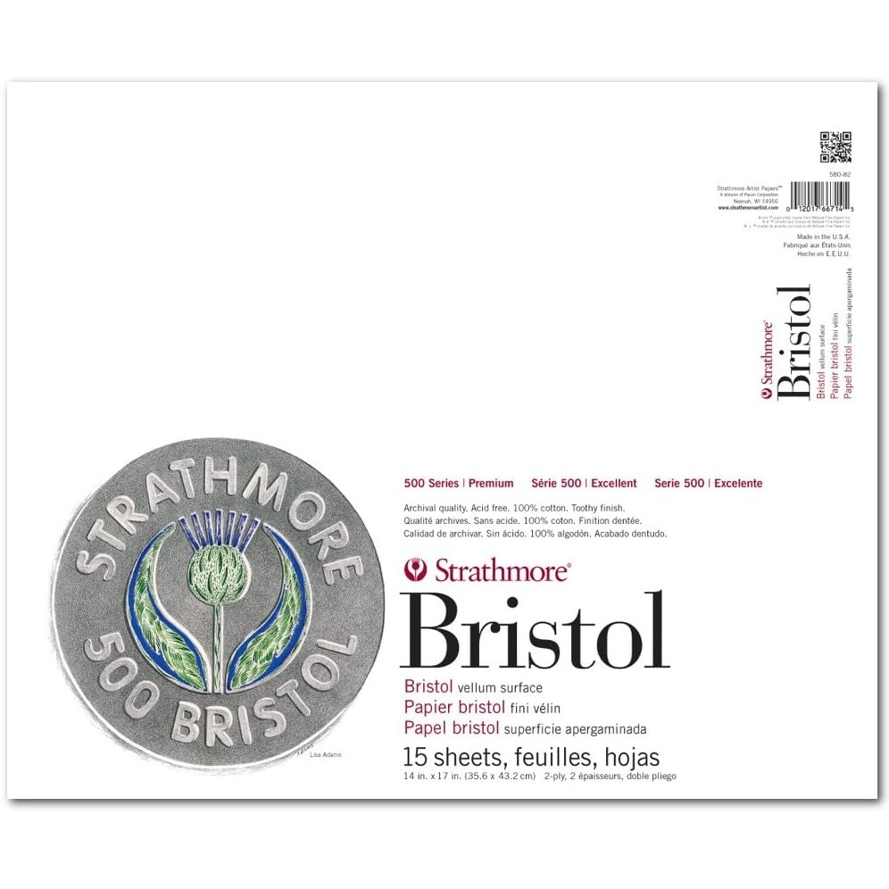 Strathmore (580-52 500 Series Sequential Art Bristol, 2-Ply Plate Surface, 24 Sheets(Vellum  2 Ply)