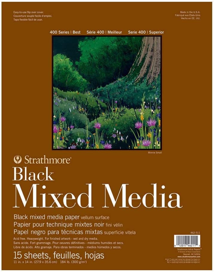 Strathmore Toned Mixed Media Paper Toned Grey 11″X14″-15 Sheets -62462311(Black)