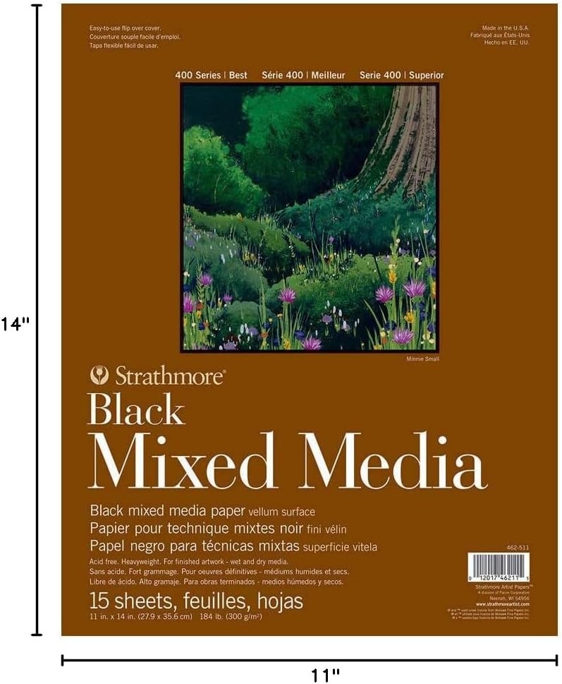 Strathmore Toned Mixed Media Paper Toned Grey 11″X14″-15 Sheets -62462311(Black)