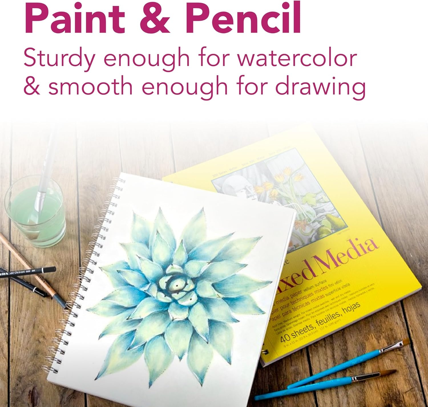 Strathmore 300 Series Mixed Media Paper Pad, Side Wire Bound, 11×14 inches, 40 Sheets (117lb/190g) – Artist Paper for Adults and Students – Watercolor, Gouache, Graphite, Ink, Pencil, Marker(5.5 x 8.5 inches (Pack of 12))