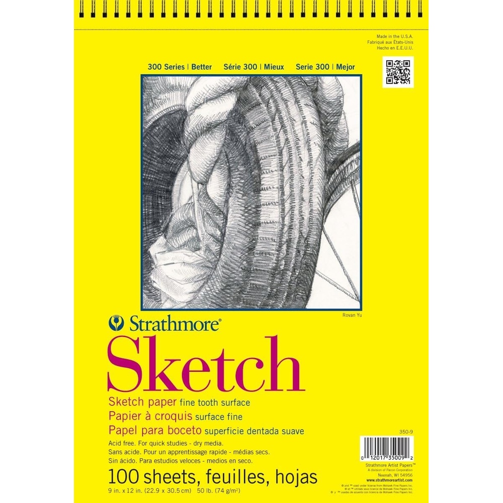Strathmore 300 Series Sketch Pad, 14×17 inch, 100 Sheets, Top Wire – Artist Sketchbook for Drawing, Illustration, Art Class Students