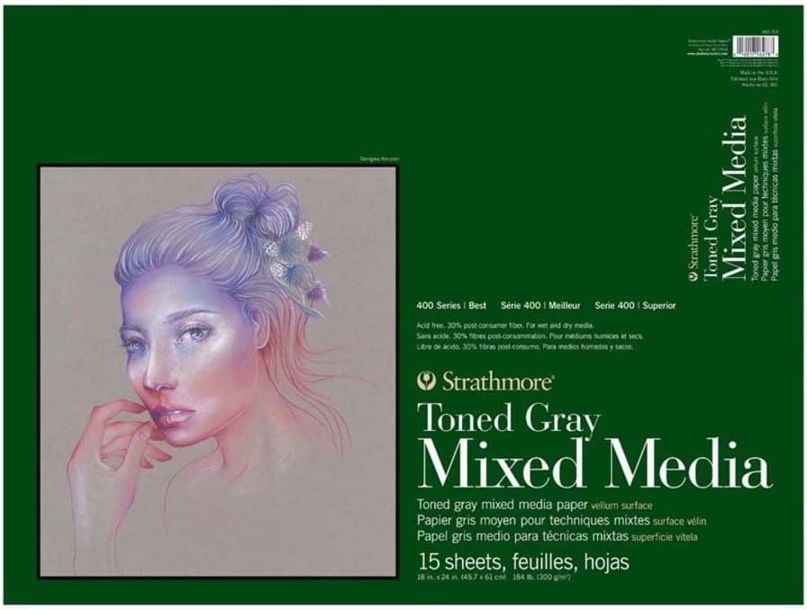 Strathmore Toned Mixed Media Paper Toned Grey 11″X14″-15 Sheets -62462311(Toned Gray)