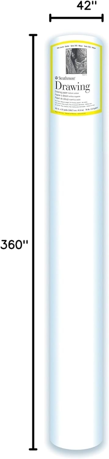 Strathmore 300 Series Wire Bound Drawing Pad, 70 lb. Drawing Paper, 9 X 12 inches, White, 50 Sheets (340-9)(42×10)