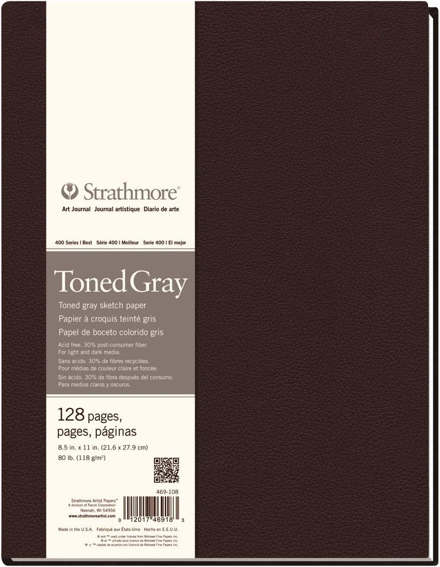 Strathmore 480-7 Softcover Art Journal, 7.75″ x 9.75″, White,160 Pages(Hardbound  Gray  Phase Out)