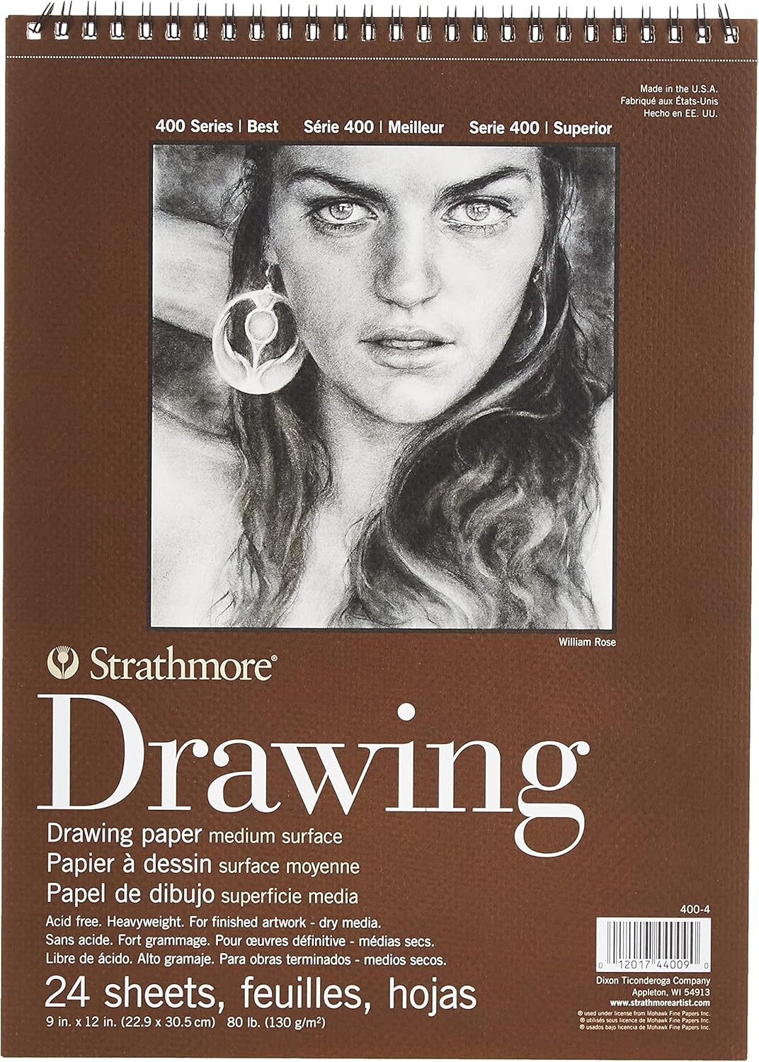 Strathmore 400-8 400 Series Drawing Pad, 18″x24″, Ivory/Cream, 24 Sheets, Medium(Medium)