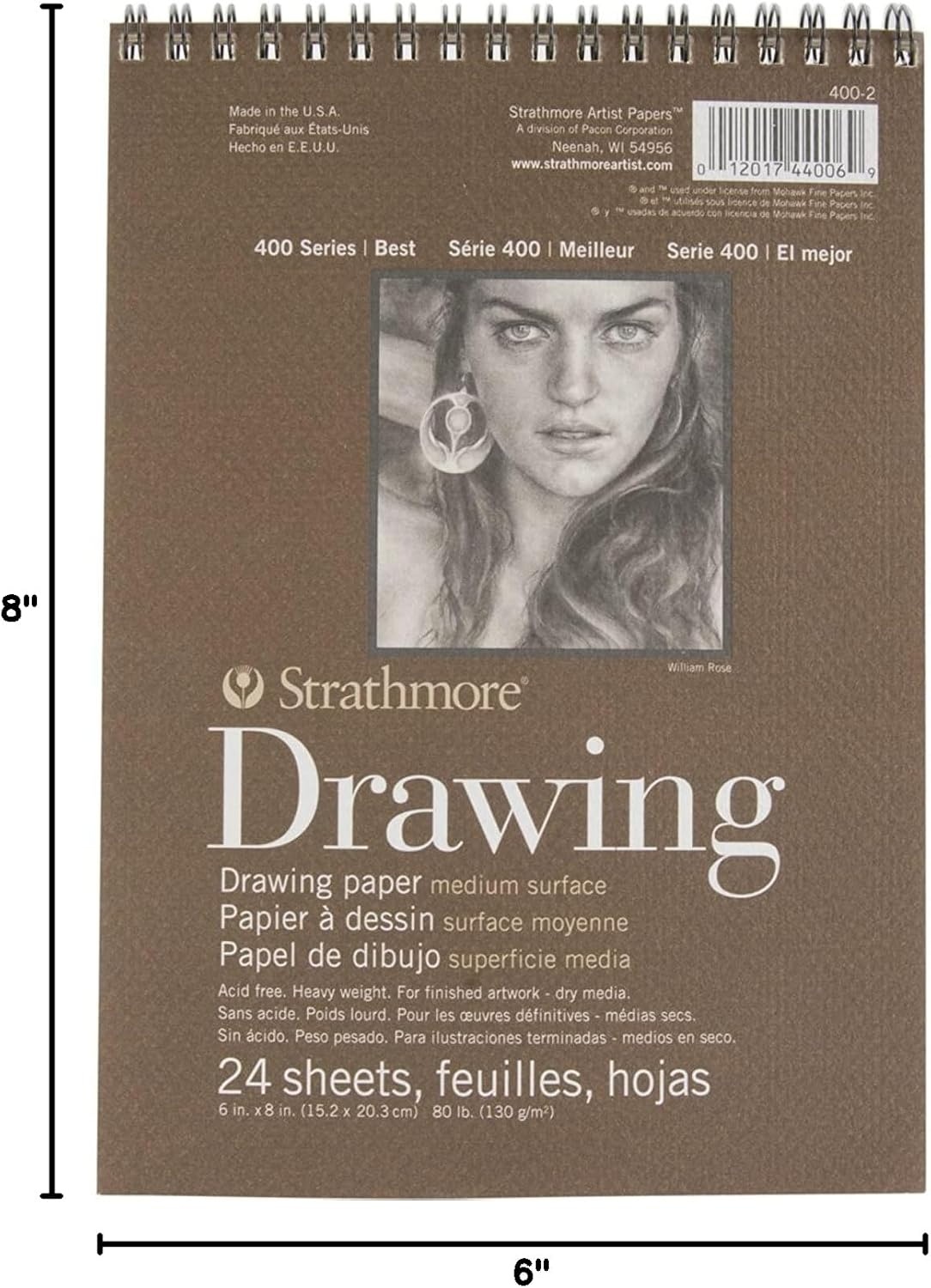 Strathmore 400-8 400 Series Drawing Pad, 18″x24″, Ivory/Cream, 24 Sheets, Medium(Medium)