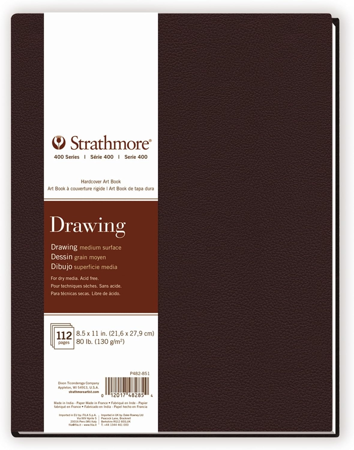 Strathmore 400 Series Drawing Paper Art Book, Matte Brown Cover, Cream White, Hardbound, 56 Sheets, 8.5×11 inch(Hardbound)