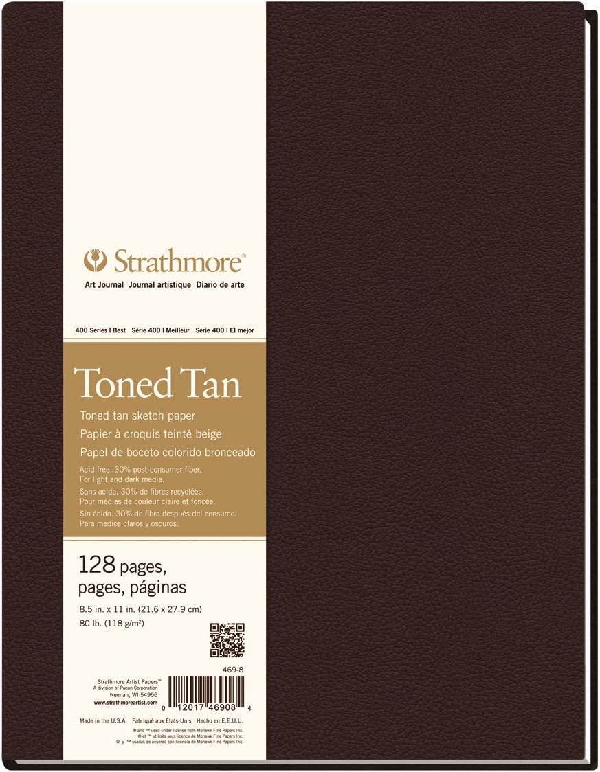 Strathmore 480-7 Softcover Art Journal, 7.75″ x 9.75″, White,160 Pages(Hardbound  Tan  Phase Out)