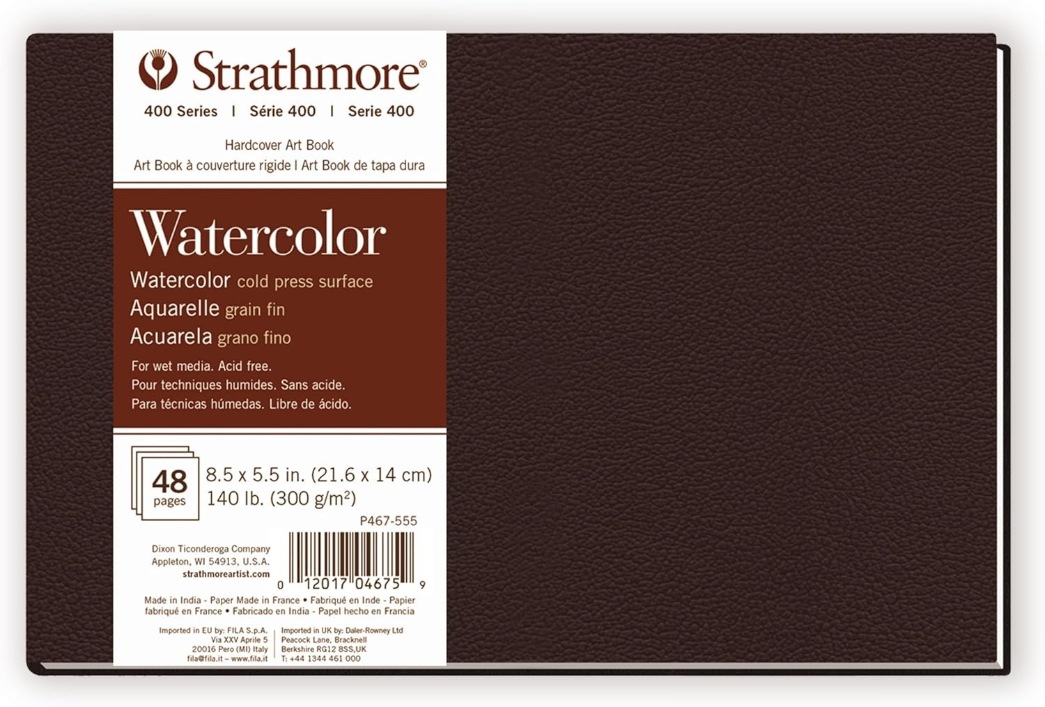 Strathmore 400 Series Softcover Watercolor Art Journal, 140 lb. Cold Press, 7.75 X 9.75 inches, White, 48 Pages (483-7)(Hardbound)