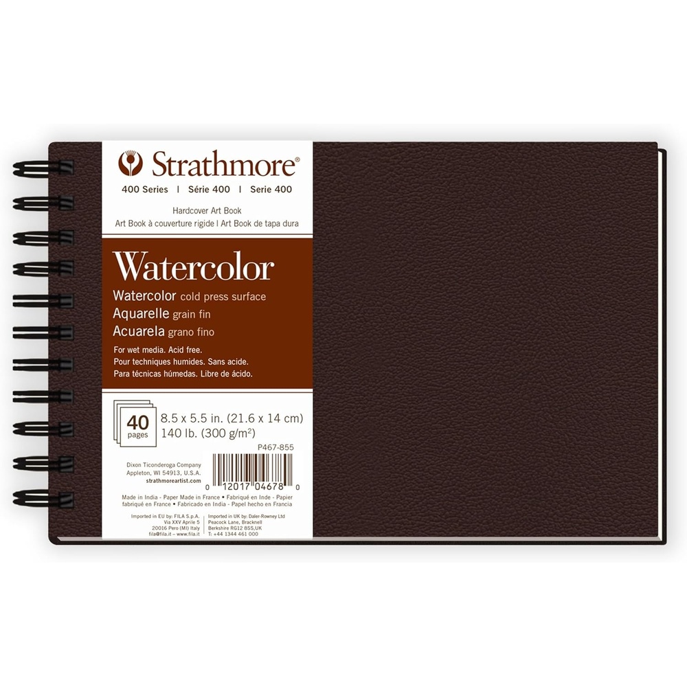 Strathmore 400 Series Softcover Watercolor Art Journal, 140 lb. Cold Press, 7.75 X 9.75 inches, White, 48 Pages (483-7)(Side Wire)