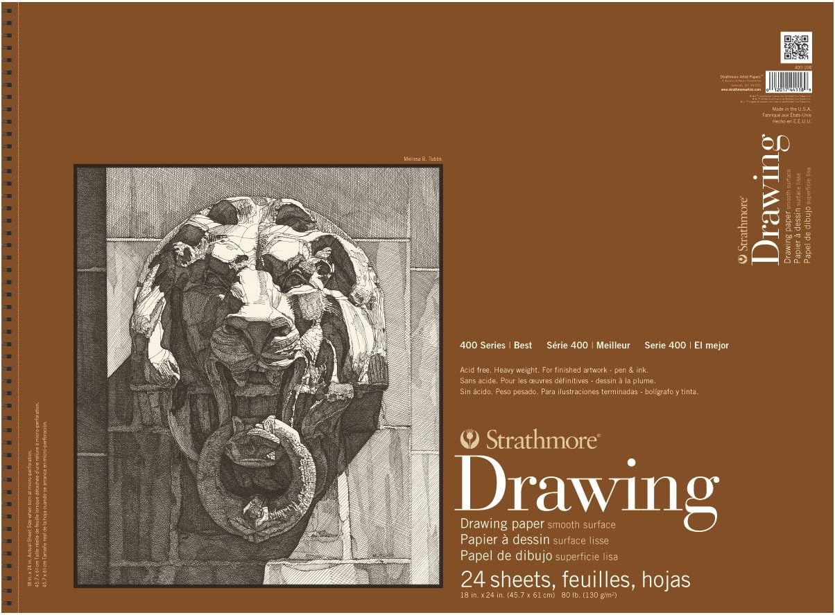 Strathmore 400-8 400 Series Drawing Pad, 18″x24″, Ivory/Cream, 24 Sheets, Medium(cream)