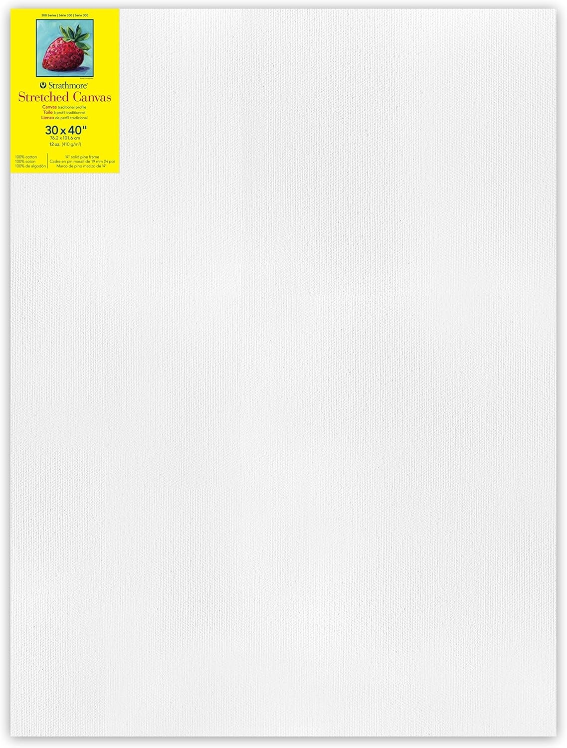 Strathmore 300 Series Stretched Canvas, Traditional Profile, 8×8 inches – Artist Canvas for Oil, Acrylic, Pouring & Mixed Media – 100% Cotton, Triple Primed(30×40)