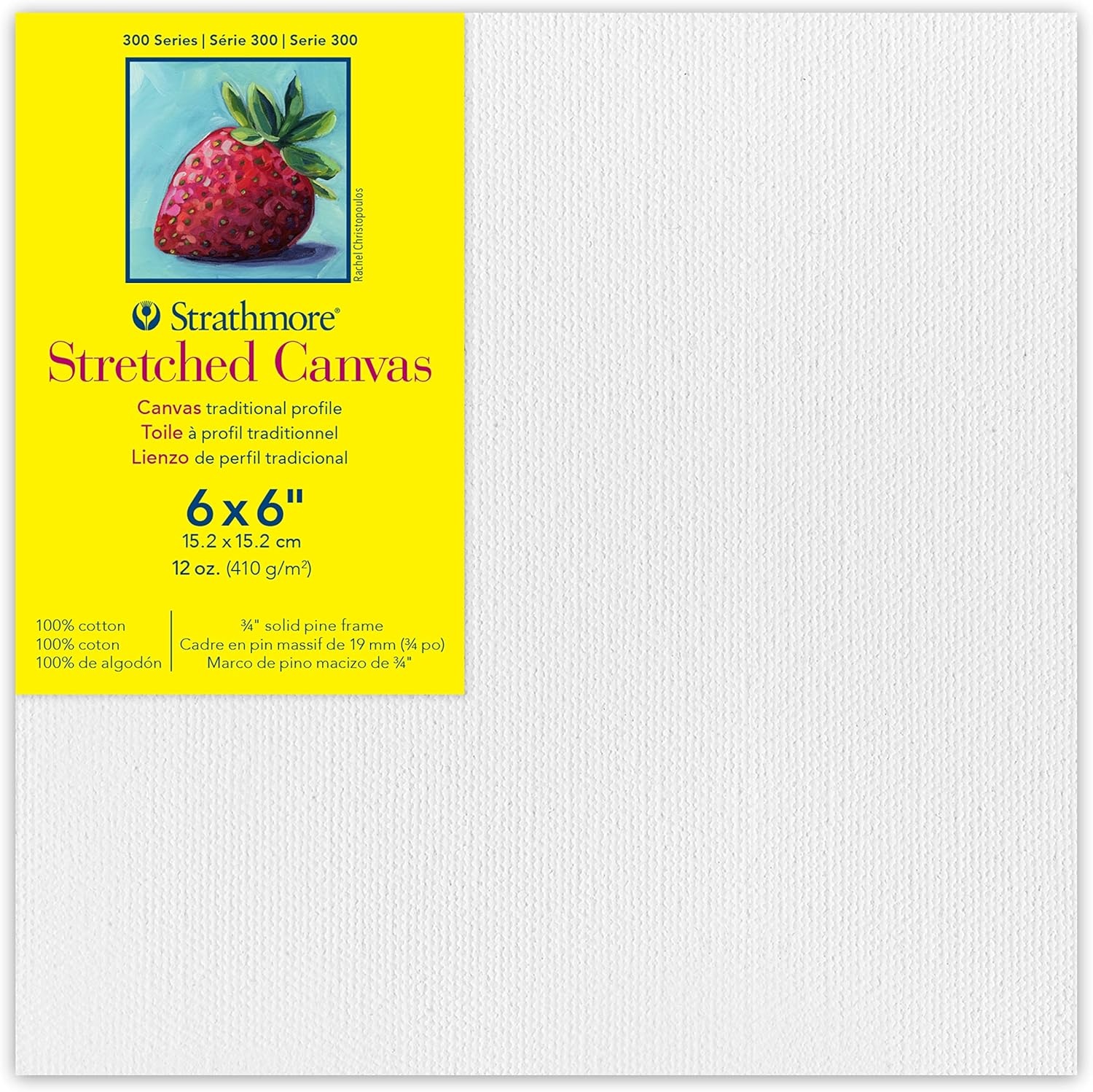 Strathmore 300 Series Stretched Canvas, Traditional Profile, 8×8 inches – Artist Canvas for Oil, Acrylic, Pouring & Mixed Media – 100% Cotton, Triple Primed(6×6)