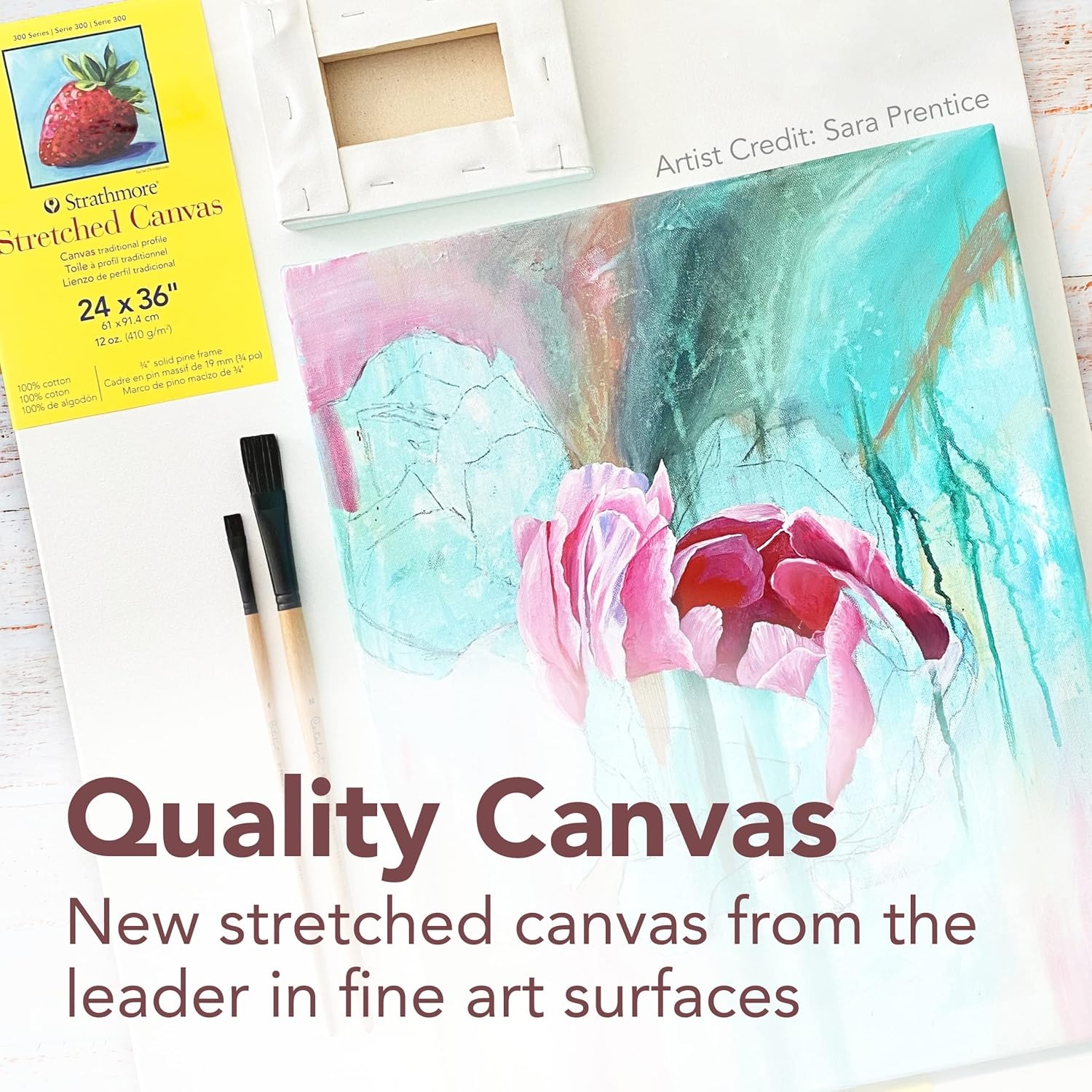 Strathmore 300 Series Stretched Canvas, Traditional Profile, 8×8 inches – Artist Canvas for Oil, Acrylic, Pouring & Mixed Media – 100% Cotton, Triple Primed(8×10)