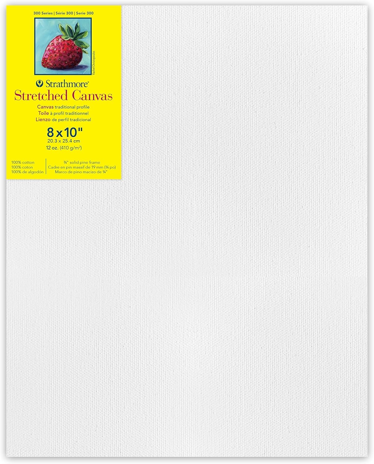 Strathmore 300 Series Stretched Canvas, Traditional Profile, 8×8 inches – Artist Canvas for Oil, Acrylic, Pouring & Mixed Media – 100% Cotton, Triple Primed(8×10)