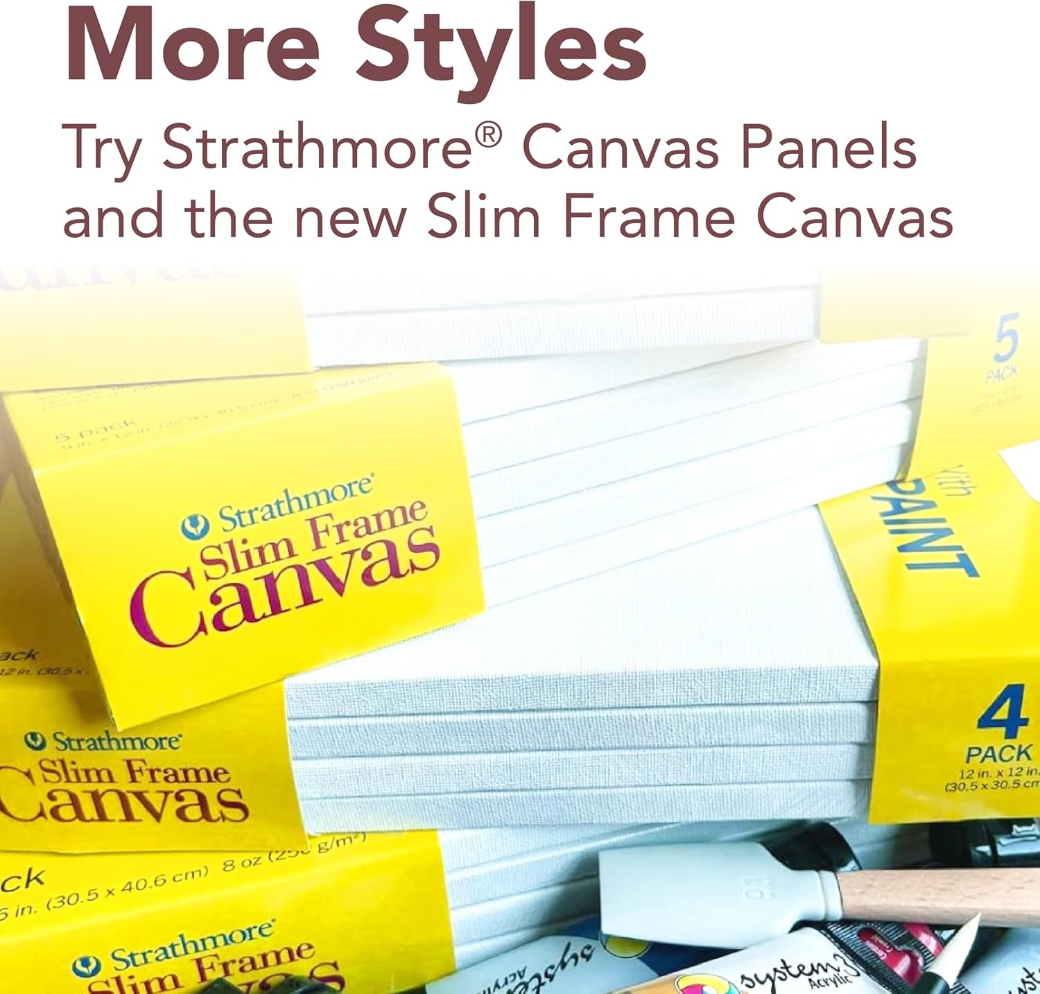 Strathmore 300 Series Stretched Canvas, Traditional Profile, 8×8 inches – Artist Canvas for Oil, Acrylic, Pouring & Mixed Media – 100% Cotton, Triple Primed(5×5)