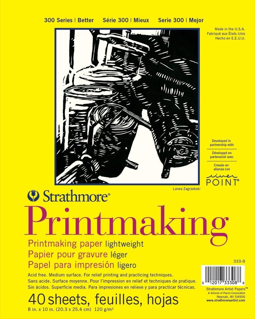 Strathmore 300 Series Glue Bound Printmaking Pad, Lightweight, 5 X 7 inches, White, 40 Sheets (333-5)(Paper Pad)