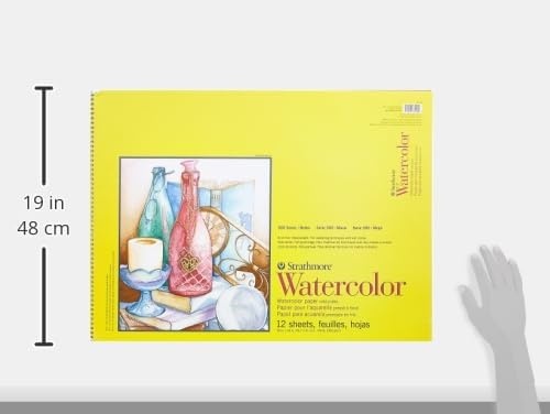 Strathmore 300 Series Watercolor Paper Pad, Top Wire Bound, 9×12 inches, 12 Sheets (140lb/300g) – Artist Paper for Adults and Students – Watercolors, Mixed Media, Markers and Art Journaling(18×24)