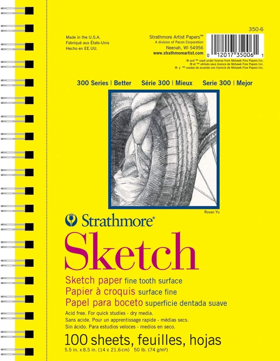 Strathmore 300 Series Bristol Paper Pad, Smooth, Tape Bound, 11×14 inches, 20 Sheets (100lb/270g) & 300 Series Sketch Pad, 5.5×8.5 inch, 100 Sheets, Side Wire – Artist Sketchbook