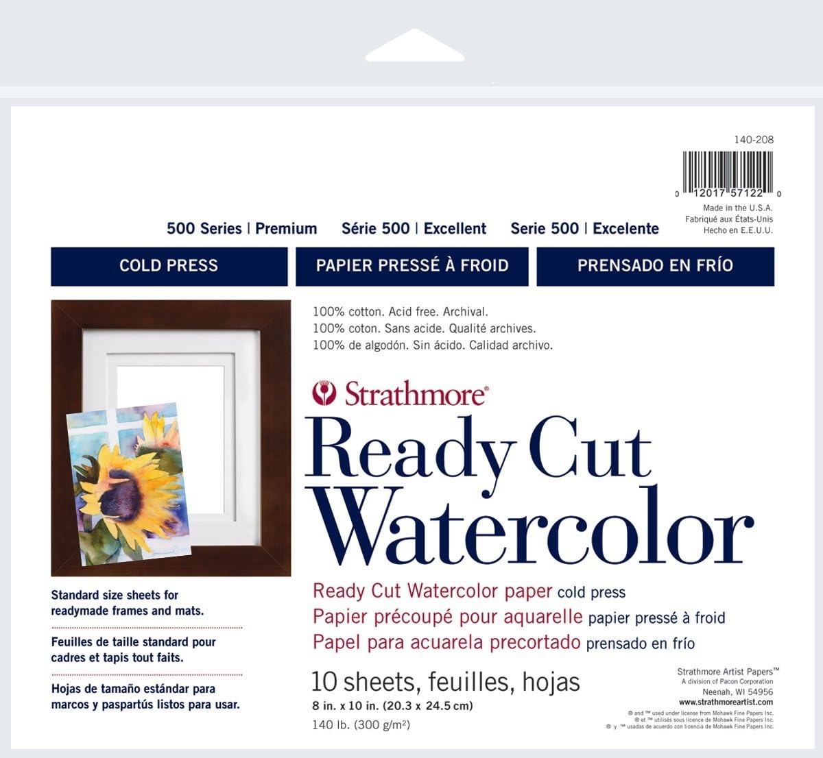 Strathmore 500 Series Ready Cut Watercolor Sheets, 140 lb. Cold Press, 5 X 7 inches, White, 25 Sheets (140-205)(Ready Cut  Cold Press)