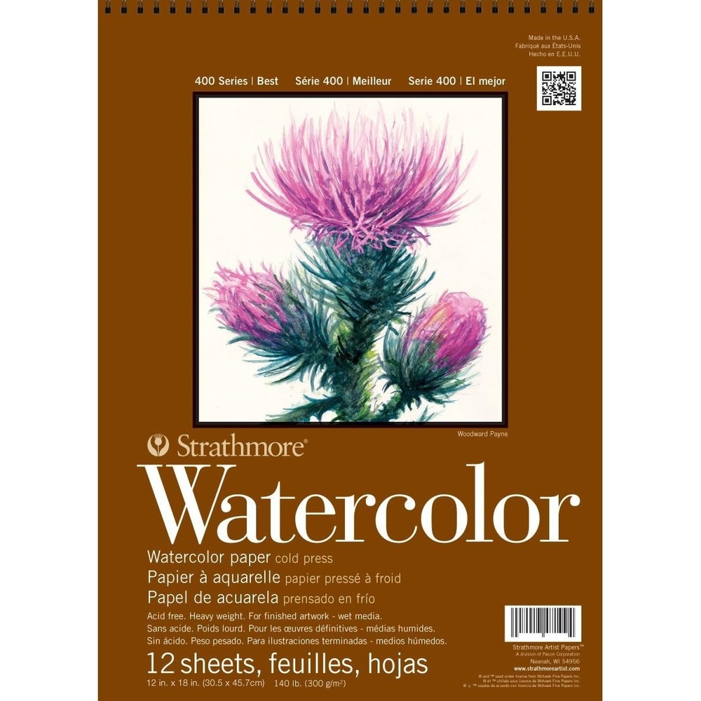 Strathmore 400 Series Watercolor Block, Cold Press, 9″x12″ Bound (4 Sides), 15 Sheets/Block, White(12 x 18 inches)