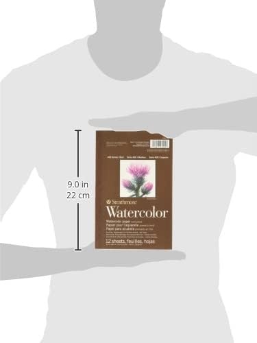 Strathmore 400 Series Watercolor Block, Cold Press, 9″x12″ Bound (4 Sides), 15 Sheets/Block, White(5.5 x 8.5 inches)