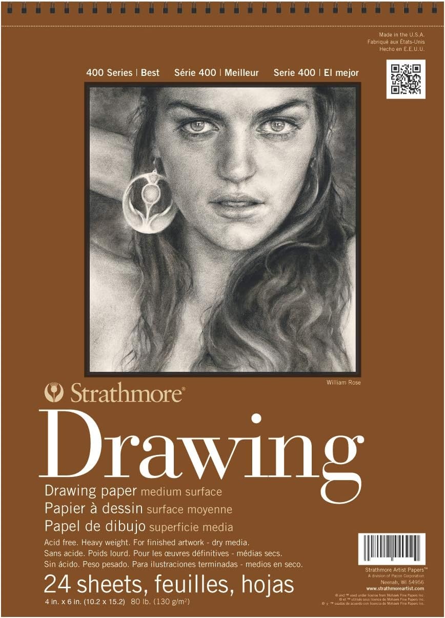 Strathmore Medium Drawing Spiral Paper Pad 6″X8″-24 Sheets -62400200(Medium)