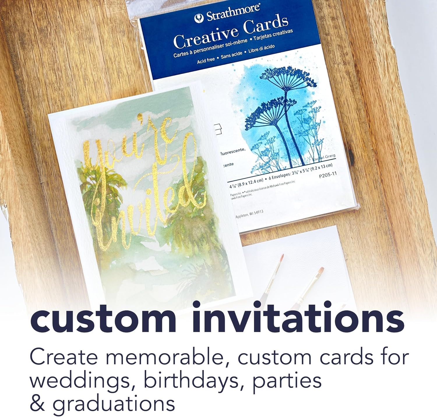 Strathmore Creative Cards with Envelopes, 80 lb. Smooth Surface, 5 X 6.875 inches, Ivory/Deckle, Package of 100 (105-630)(5×6.875)