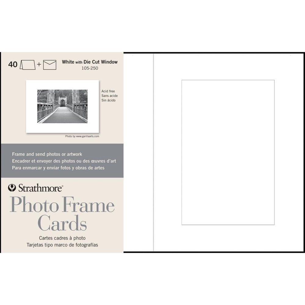 Strathmore Photo Frame Cards, White, 5×6.875 inches, 40 Pack, Envelopes Included – Custom Greeting Cards for Weddings, Events, Birthdays(5×6.875)