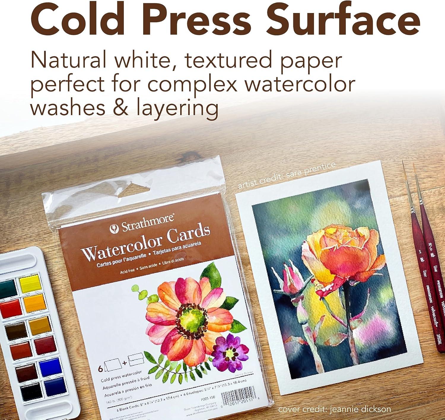 Strathmore 400 Series Watercolor Cards, Cold Press, Announcement Size, 3.5×4.875 inches, 6 Pack, Envelopes Included – Custom Greeting Cards for Weddings, Events, Birthdays(3.5×4.875 (Pack of 12))