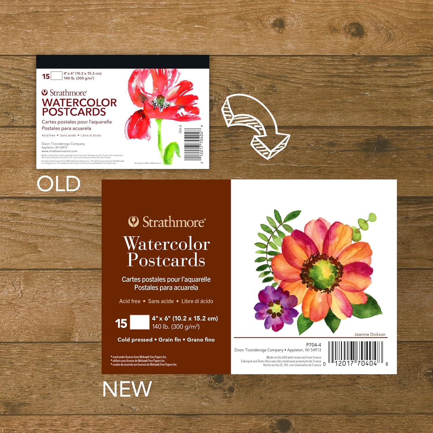 Strathmore Watercolor Postcard Pad, 4×6 inches, 15 Pack – Custom Greeting Cards for Weddings, Events, Birthdays(Watercolor)