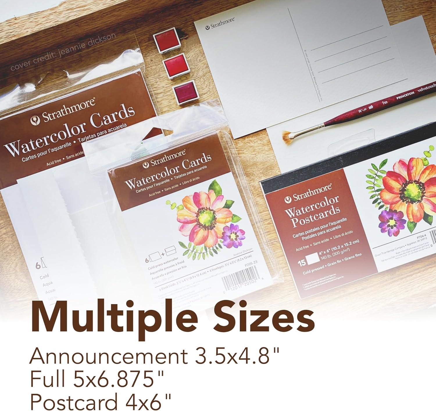 Strathmore 400 Series Watercolor Cards, Cold Press, 5×6.875 inches, 6 Pack, Envelopes Included – Custom Greeting Cards for Weddings, Events, Birthdays(5×6.875 (Pack of 12))