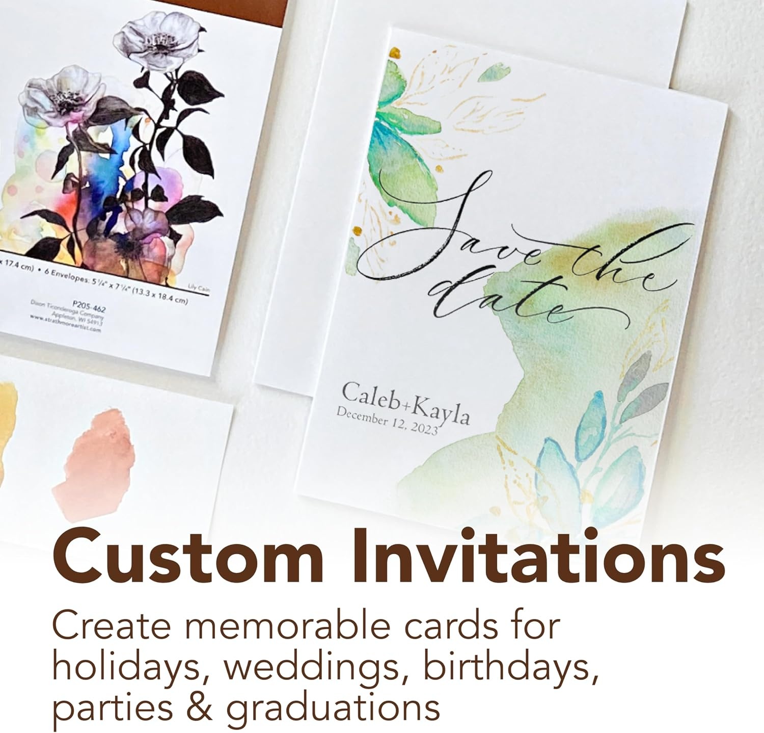 Strathmore 400 Series Mixed Media Cards, Announcement Size, 3.5×4.875 inches, 6 Pack, Envelopes Included – Custom Greeting Cards for Weddings, Events, Birthdays(3.5×4.875 (Pack of 12))