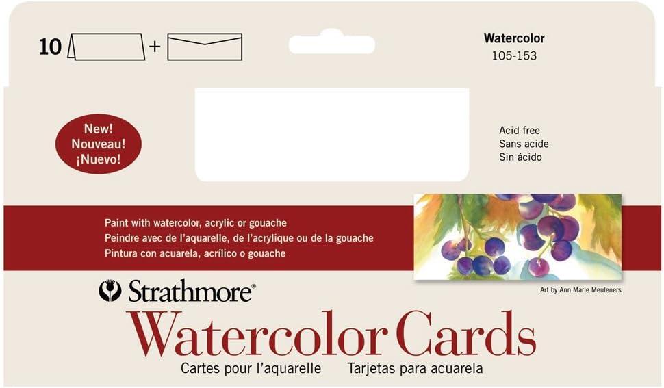 Strathmore Watercolor Cards, 5×6.875 inches, 100 Pack, Envelopes Included – Blank Greeting Cards for Weddings, Events, Birthdays(10 Pack)