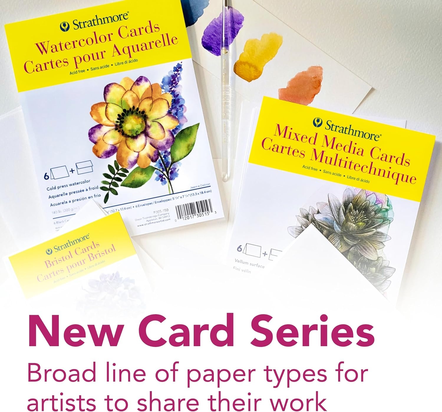 Strathmore 300 Series Watercolor Cards, 5×6.875 inches, 6 Cards & Envelopes – Custom Greeting Cards for Weddings, Events, Birthdays, Holidays(3.5×4.875″)