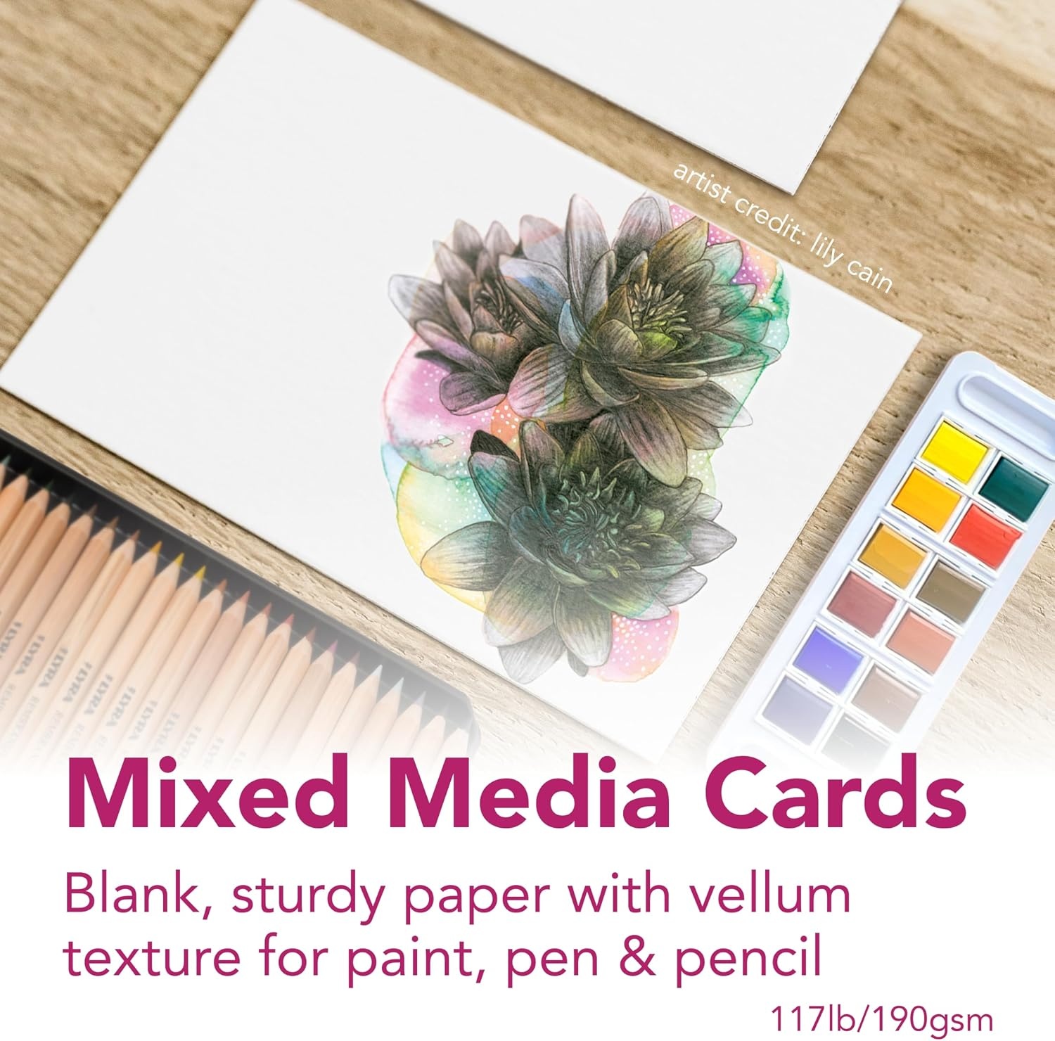 Strathmore 300 Series Mixed Media Cards, Announcement Size, 3.5×4.875 inches, 6 Cards & Envelopes – Blank Greeting Cards for Weddings, Events, Birthdays, Holidays(Size 1 inch)
