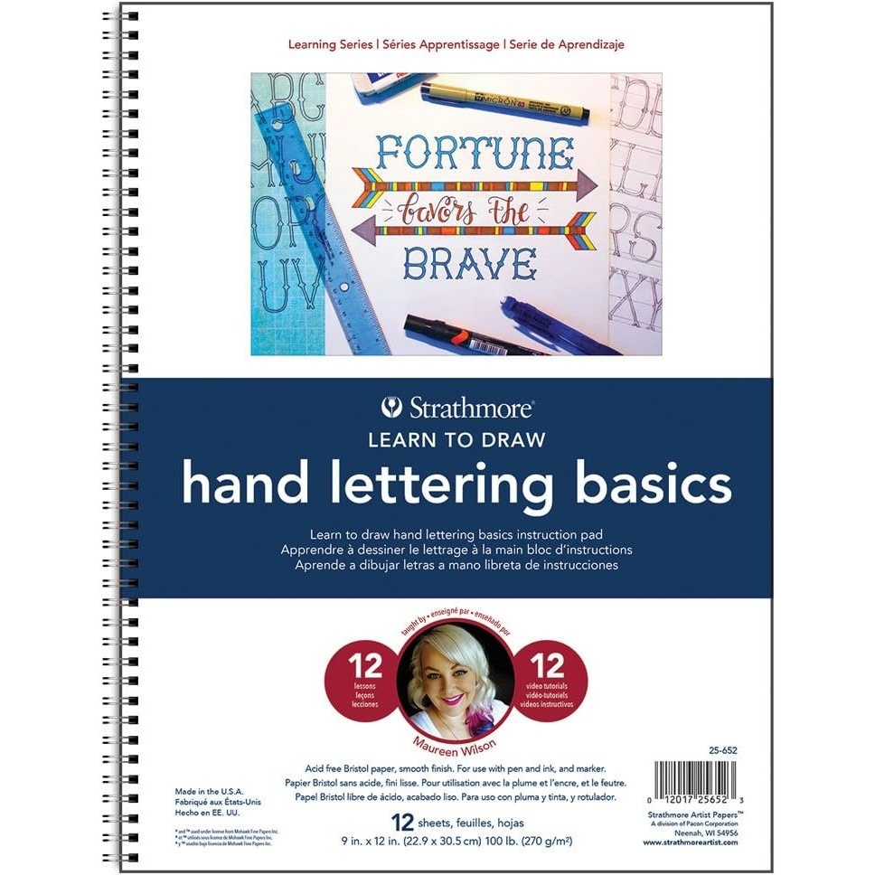 Strathmore Learning Series Hand Lettering Paper, Wirebound Pad, 9×12 inches, 28 Sheets (100lb/270g) – Artist Paper for Adults and Students – Markers, Ink, Pen(Hand Lettering  Basics)