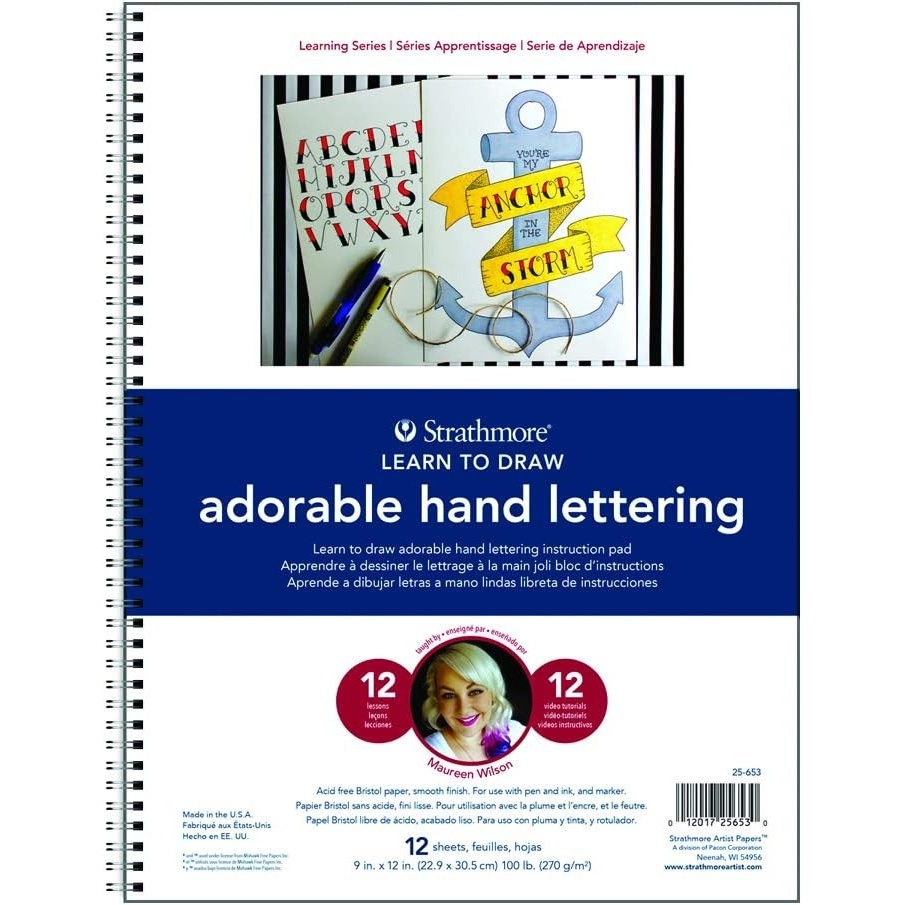 Strathmore Learning Series Hand Lettering Paper, Wirebound Pad, 9×12 inches, 28 Sheets (100lb/270g) – Artist Paper for Adults and Students – Markers, Ink, Pen(Hand-Lettering  Adorable)