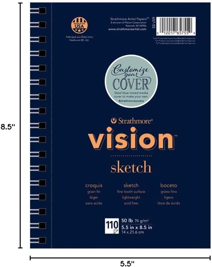 Strathmore Vision Fine Tooth Drawing Pad 9″X12″-64lb, 65 Sheets -62643590(5.5×8.5)