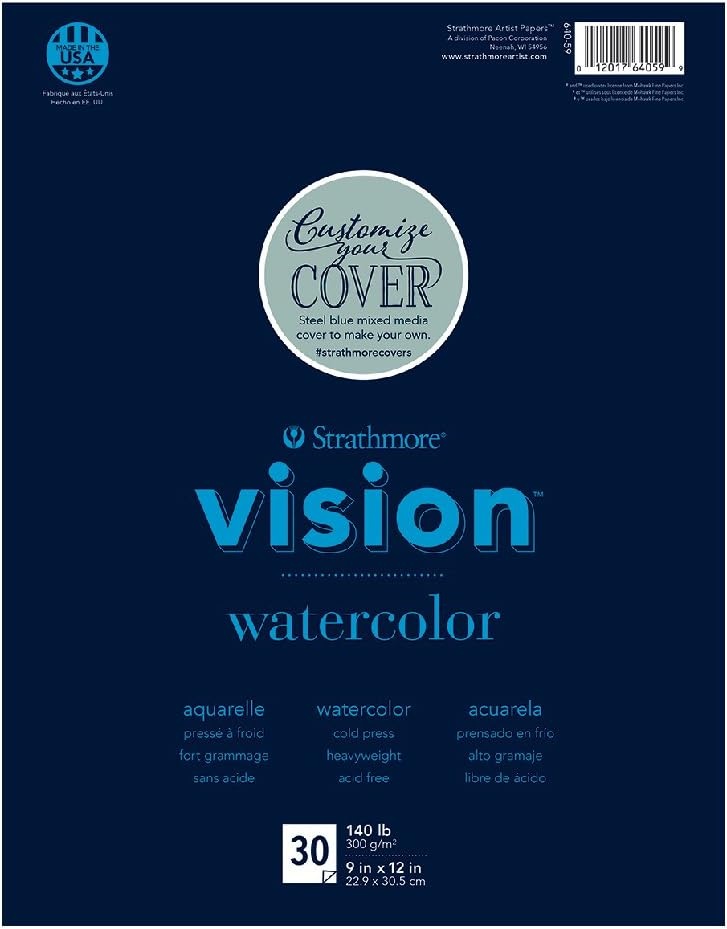 Strathmore Vision Fine Tooth Drawing Pad 9″X12″-64lb, 65 Sheets -62643590(9×12)