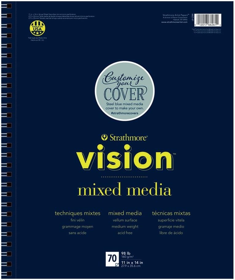 Strathmore Vision Fine Tooth Drawing Pad 9″X12″-64lb, 65 Sheets -62643590(11×14)